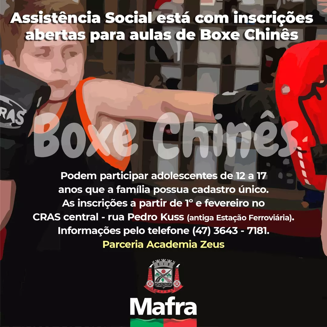 Assistência Social está com inscrições abertas para aulas de Boxe Chinês